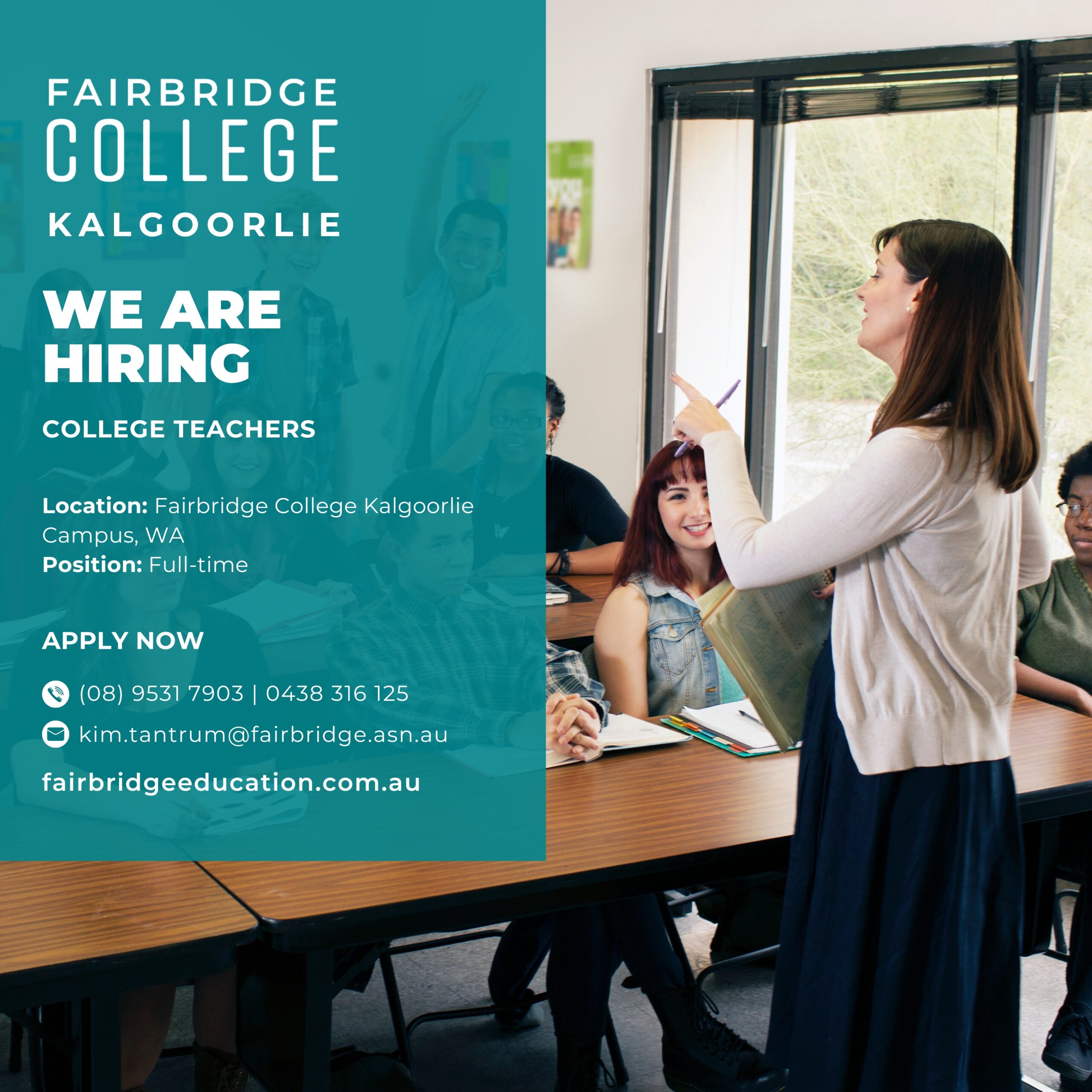 College Teachers - Fairbridge College Kalgoorlie Career Page Job Posting